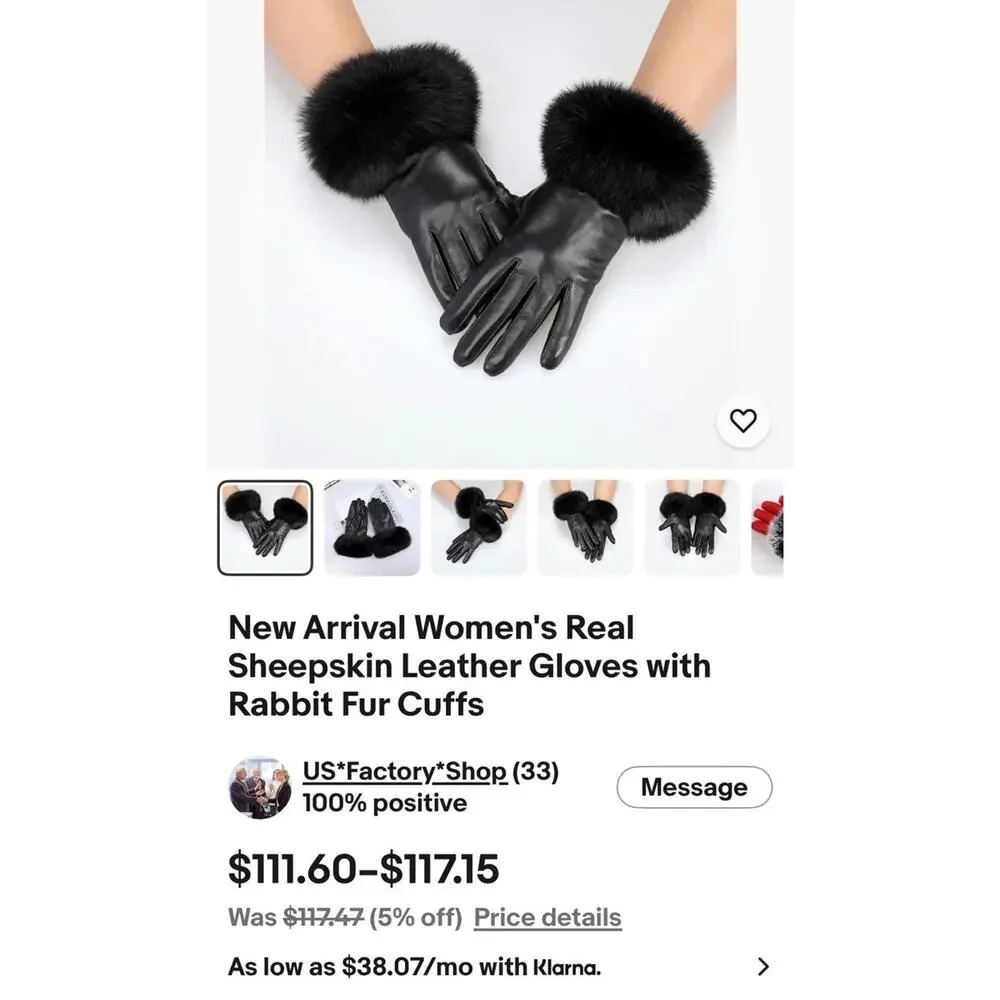Sz 8.5 Women’s Genuine Sheepskin Gloves Michael Kors Genuine Rabbit Cuffs India